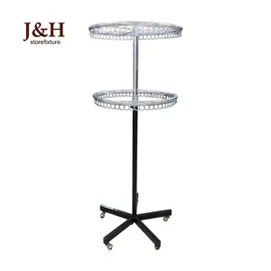 Supermarket Rotating Adjustable Height Metal Round Display Rack for Hanging Umbrella