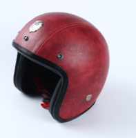 Casque de moto rétro ouvert 3/4 en tissu cuir Style Jet Casque de moto vintage à visage ouvert