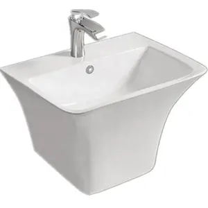 High Grade Wall hung sink ceramic Square basin Bathroom hanging one piece Washbasin