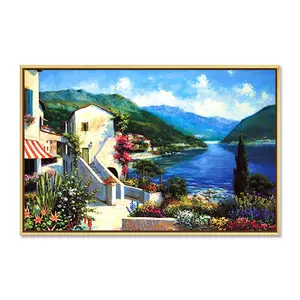 Custom design high resolution mediterranean seaside landscape painting