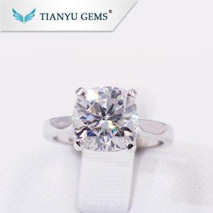 3ct incoloro DEF blanco cojín corte moissanite boda Anillos de Compromiso de 14 K 18 K joyas de oro blanco para mujer - Product Image 2