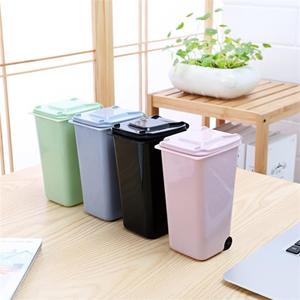 TOPSTHINK Mini trash bin novelty plastic wheels pencil holder