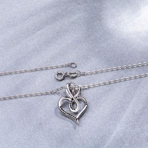 Encantador collar de diamantes joyas de plata de ley 925 colgante de corazón de plata - Product Image 3