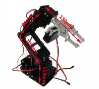 Braço robô industrial de 6 eixos, braço robô cnc + garras mecânicas, grande base de metal, controlador mecânico totalmente de metal/servo