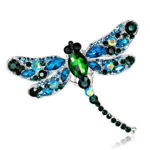 En gros Mode Personnalisée Nouvelle Conception Broche Strass Cristal Femmes Animal Libellule Broche Broches