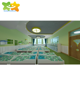 Campo tema luz azul madera clase pequeña jardín de infantes niños dormitorio habitación muebles camas - Product Image 1