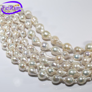 FEIRUN 13-15 มม. AA + ขายส่งธรรมชาติน้ำจืดรูปร่างไม่สม่ำเสมอขนาดใหญ่ baroque ลูกปัดแบน <span class=keywords><strong>pearl</strong></span> strand - Product Image 1
