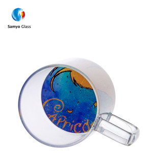 Clear Constellation eggshell <span class=keywords><strong>egg</strong></span>'s juice glass cup milk squarewave glass with handle - Product Image 4