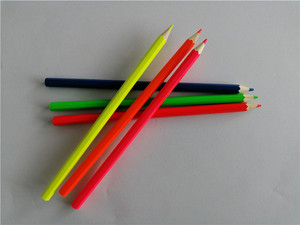 Pensil Warna Neon Pernis Bulat Kayu dengan Kotak Kertas