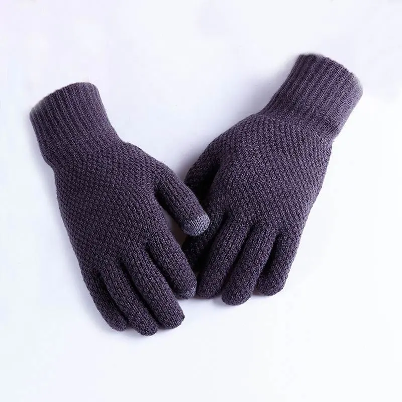 FY fashion Winter Autumn Men Knitted Gloves Touch Screen Male Thicken Warm Wool Gloves Men Full Finger Mittens