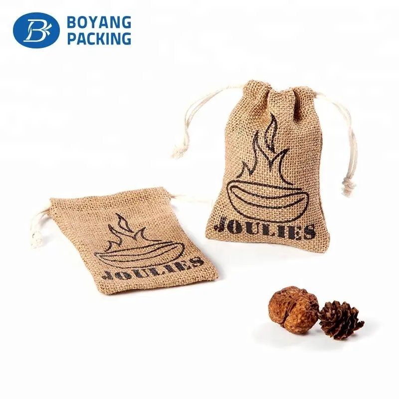 Natural Especial pequeño regalo bolsas de arpillera yute cordón saco de yute