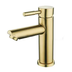 Torneira do banheiro ouro escovado quente e água fria misturador torneira