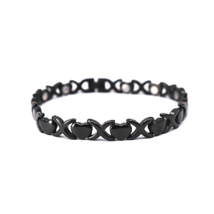 Forme De Coeur noir Titane Femmes <span class=keywords><strong>Cicret</strong></span> <span class=keywords><strong>Bracelet</strong></span> Sain <span class=keywords><strong>Bracelet</strong></span> de Remise En Forme, Titane Aimant Bracelets pour Les Femmes - Product Image 1