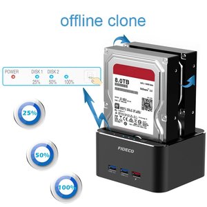 <span class=keywords><strong>FIDECO</strong></span> Venta caliente 2 Bay USB 3,0 SATA Hdd Ssd Estación de acoplamiento con función de clonación sin conexión - Product Image 5
