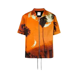 OEM 남자 패션 디자인 코튼 폴의 사진 지퍼 짧은 Sleve 셔츠