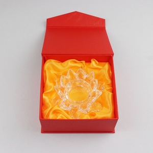 Candelabro portacandele di cristallo a forma di loto di vetro abbastanza chiaro per la decorazione di nozze - Product Image 4