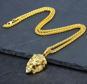 Nieuwe Rvs Vintage Heren Gouden Leeuw Hanger Ketting - Product Image 2