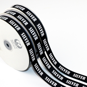 <span class=keywords><strong>2</strong></span>,5 cm marca de cinta logotipo personalizado 1 pulgadas blanco tejer grogrén (ligamento tafetán cinta con letras negras - Product Image 1