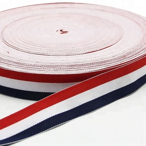 Alta calidad de encargo al por mayor 2,5 cm de poliéster rojo blanco azul tricolor rayas tejer grogrén (ligamento tafetán cinta - Product Image 2