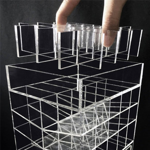 Rak <span class=keywords><strong>Lucite</strong></span> Berputar Penyusun <span class=keywords><strong>Makeup</strong></span> Kubus Bening Akrilik Dibuat Sesuai Pesanan - Product Image 5