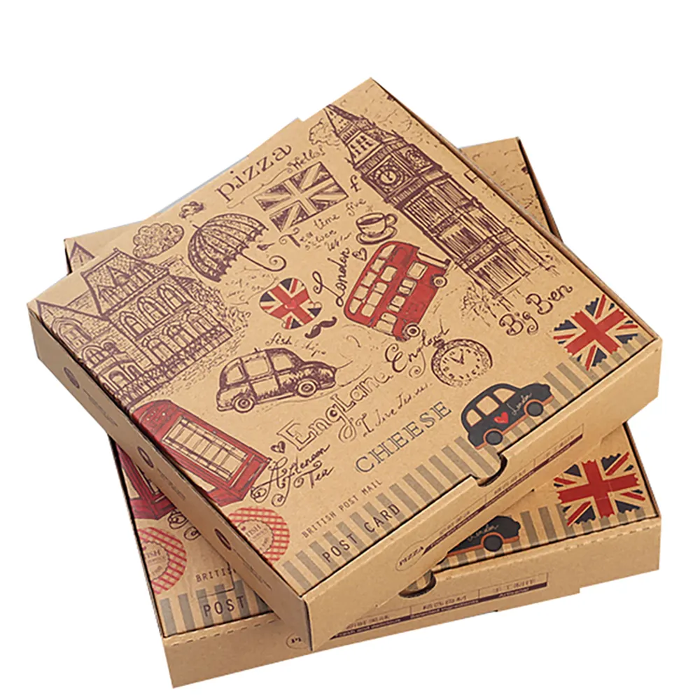 Goedkope Pizza Box Custom Logo Gedrukt 3 6 9 16 18 28 32 36 Inch Gegolfd Express Doos Papier Cajas de Pizza Box