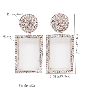 Jishhansidon — boucles <span class=keywords><strong>d</strong></span>'oreilles en verre pour femmes, avec pendentif carré en strass brillants, à la mode, bijoux goutte <span class=keywords><strong>d</strong></span>'<span class=keywords><strong>oreille</strong></span>, cadeaux pour filles - Product Image 3
