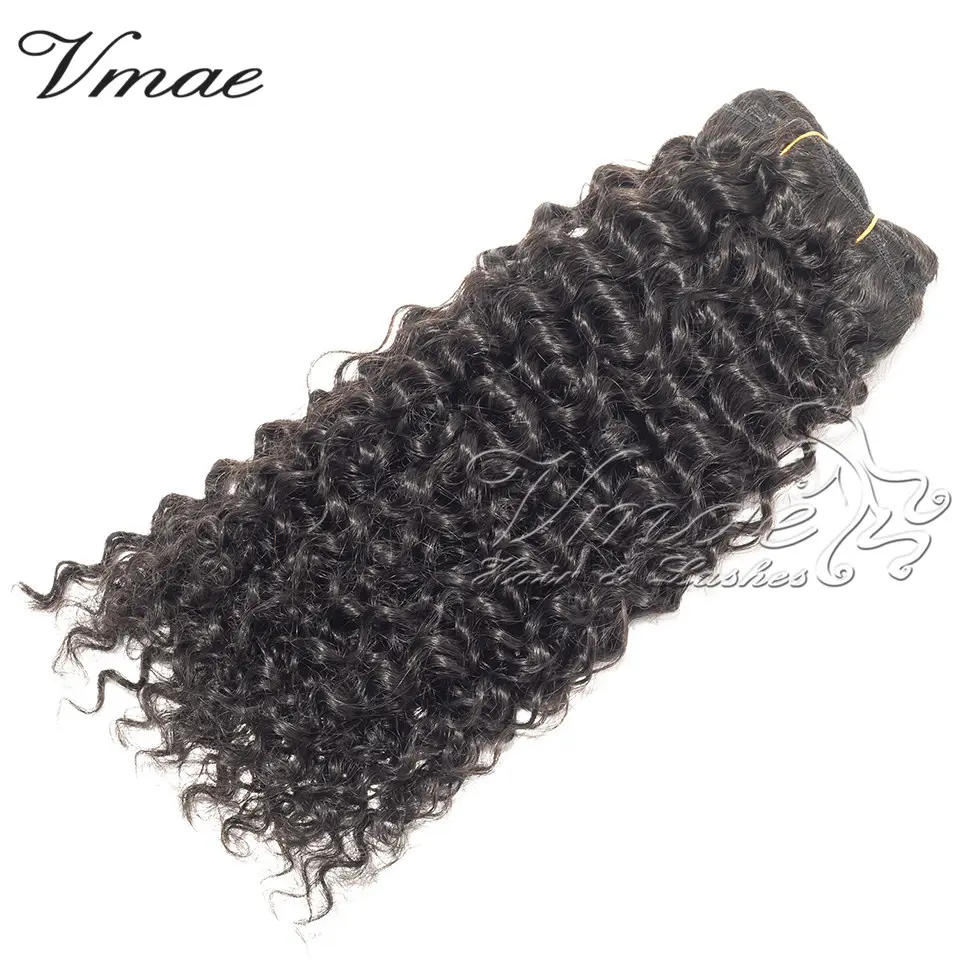 Harga pabrik Vmae 10 inci hingga 32 inci warna alami 3A 3B 3C klip keriting Kinky dalam potongan rambut ekstensi rambut Remy manusia