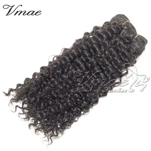 Vmae Factory Preis 10 Zoll bis 32 Zoll natürliche Farbe 3A 3B 3C Kinky Curly Clip in Haar teilen Human Remy Haar verlängerungen