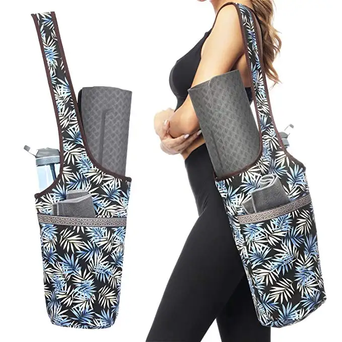 Yeni tasarım organik yoga omuz sapan seyahat çantası yoga mat taşıma çantası pamuk kanvas çanta yoga mat çantası