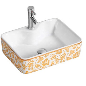 Rectangular mostrador vintage hecho a mano de porcelana, lavabo en el cuarto de baño con borde de la flor - Product Image 5
