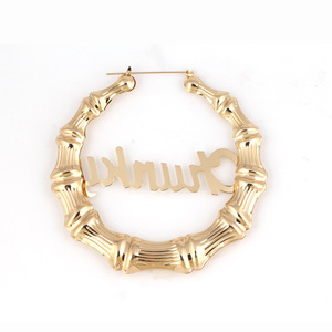 Nuovo orecchino di bambù bella Chunky oro di bambù orecchini del cerchio dei monili delle donne