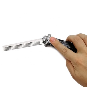 <span class=keywords><strong>Pettine</strong></span> Antistatico in Acciaio Inossidabile per Parrucchieri, Etichetta Privata, Spazzola Pieghevole per Barbieri, Pettini per Barba - Product Image 4