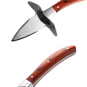 Couteau à huîtres de qualité supérieure avec manche en bois et étui en cuir - Product Image 3