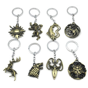 Échantillons gratuits <span class=keywords><strong>game</strong></span> <span class=keywords><strong>of</strong></span> thrones en métal logo personnalisé jeu de <span class=keywords><strong>porte</strong></span>-clés/<span class=keywords><strong>porte</strong></span>-clés - Product Image 1