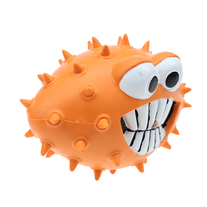 Juguete masticable impermeable ecológico personalizado para perros, Bola de espinas chirriantes, función de risa, goma duradera naranja/verde para uso en interiores/exteriores - Product Image 6