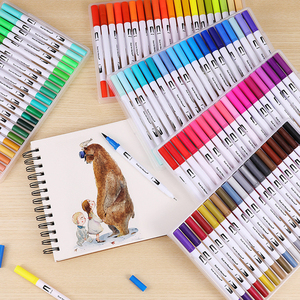 100 Warna Lembut Set Garis Kait Komik, Pena Doodle Ditarik Tangan Cat Air, Pena Kuas Dapat Dicuci, Spidol Seni Khusus - Product Image 6