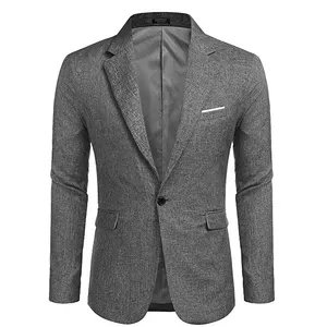 Hot Sale Customized Elegant Grey Men Suit Pattern Textile Linen Wedding Men Suits