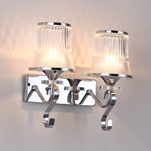 <strong>Chrome</strong> Finish Glass Shade Decorative <strong>Wall</strong> <strong>Lights</strong> for Bedroom With Switch New - Product Image 2