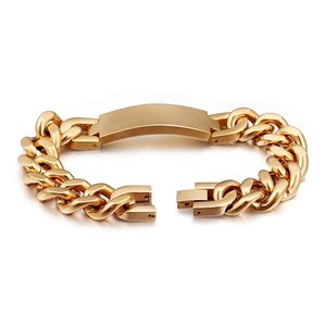 Punk Grande In Acciaio Inox Oro Incidere Il Nome di Marca Logo Bar Braccialetti Degli Uomini - Product Image 2