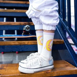 Chaussettes en coton pour femmes, motif lune, harajuku, tube haut, <span class=keywords><strong>de</strong></span> rue, mignonnes - Product Image 4