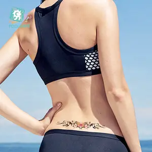 Fashion Flower Vine Lower Back Temporary Tattoos Butterfly Design Waist Belly Transfer Tattoos for Women