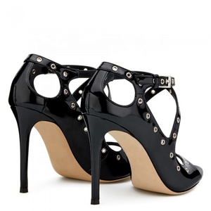 <span class=keywords><strong>Zapatos</strong></span> de charol con hebilla de Metal para mujer, tacones altos con hebilla, a la moda, color negro - Product Image 4
