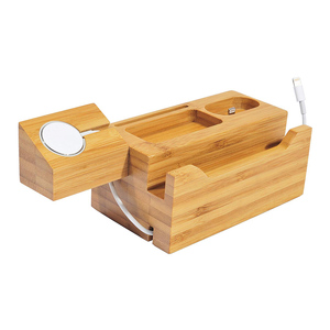 Supporto di ricarica in bambù USB 3 porte eco-friendly portatile in <span class=keywords><strong>legno</strong></span> materiale modalità di tenuta per Smart watch telefoni auricolari 5W di uscita - Product Image 1