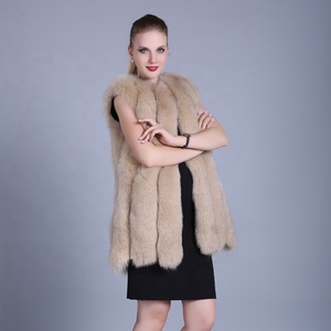 Las mujeres de alta calidad Real de <span class=keywords><strong>piel</strong></span> de zorro <span class=keywords><strong>chaleco</strong></span> personalizado blanco <span class=keywords><strong>beige</strong></span> <span class=keywords><strong>Chaleco</strong></span> de <span class=keywords><strong>piel</strong></span> - Product Image 2