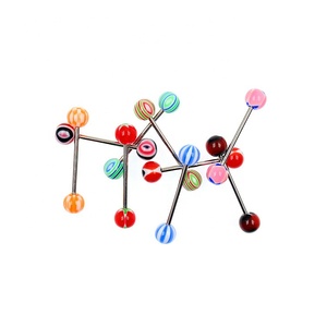Mode Acryl Perle Lang hantel Zunge Piercing Ring - Product Image 3