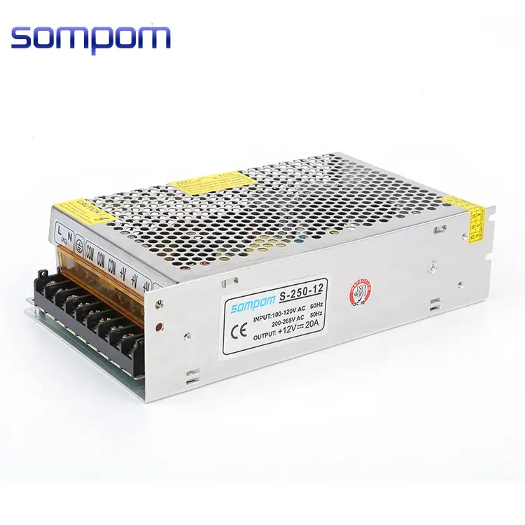 Somppom-fuente de alimentación conmutada, transformador de 12 voltios, 20 amperios, 250W, 240W, 12 V, 20A