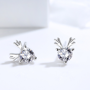 <span class=keywords><strong>Clous</strong></span> <span class=keywords><strong>d</strong></span>'oreilles Solitaire Antler Boucles <span class=keywords><strong>d</strong></span>'oreilles en argent avec zircones E971 - Product Image 5