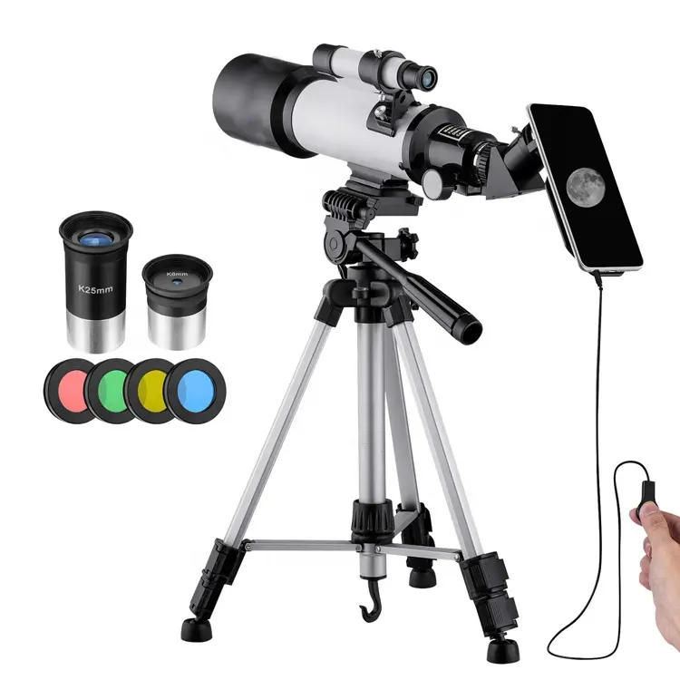 70mm Travel Refractor Telescope for Astronomy with Adjustable Tripod, Waterproof Telescope For Kid