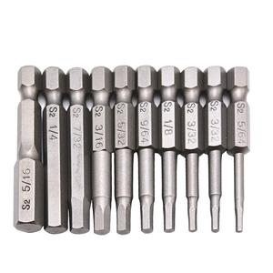 Juego de brocas de destornillador de aleación de acero sólido S2, 10 unidades, 5/64-5/16, 50mm de largo, cabeza hexagonal magnética, llave Allen - Product Image 1