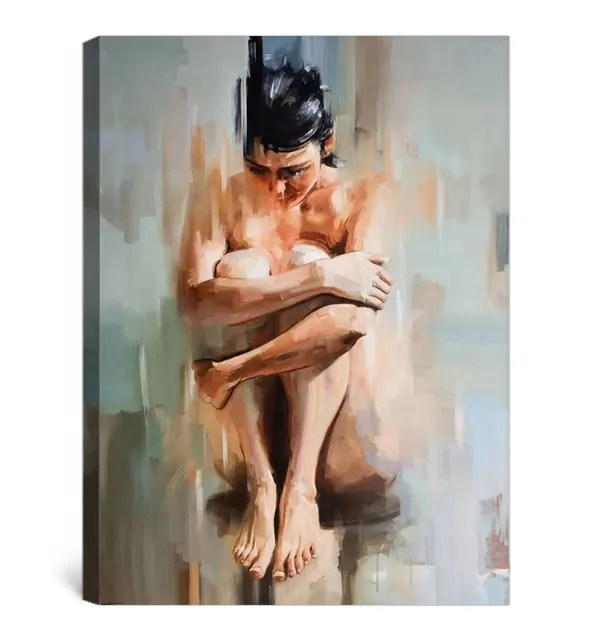 Impressionist nude figure oil painting,nude weeping girl oil painting,nude art abstract canvas painting